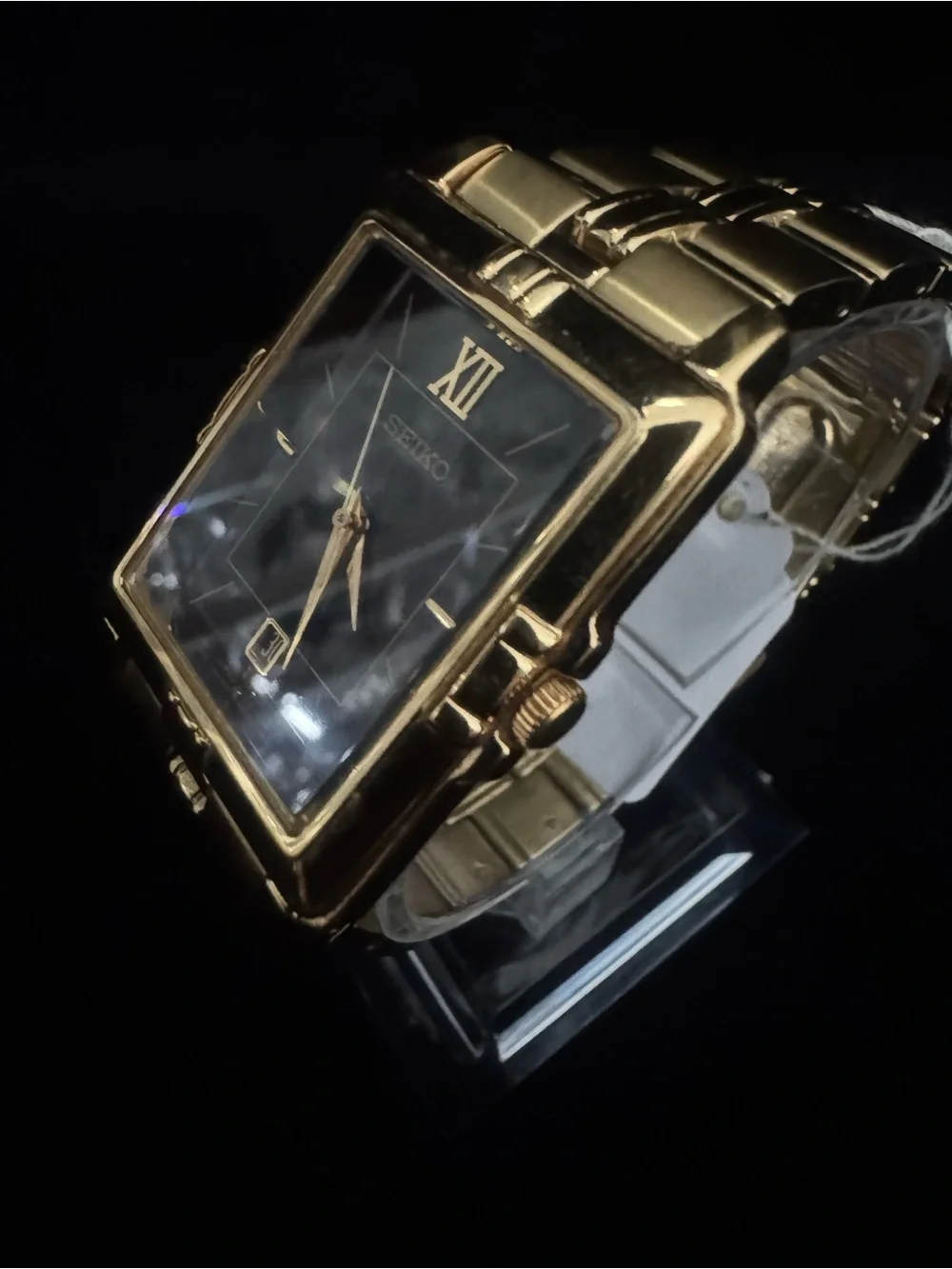 Seiko Gold-Tone Bracelet Watch with Black Dial